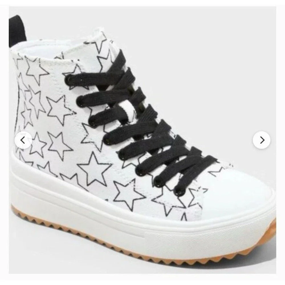 Art Class Blakely Canvas Black & White Stars High-Top Sneakers Girls Shoes Sz 13